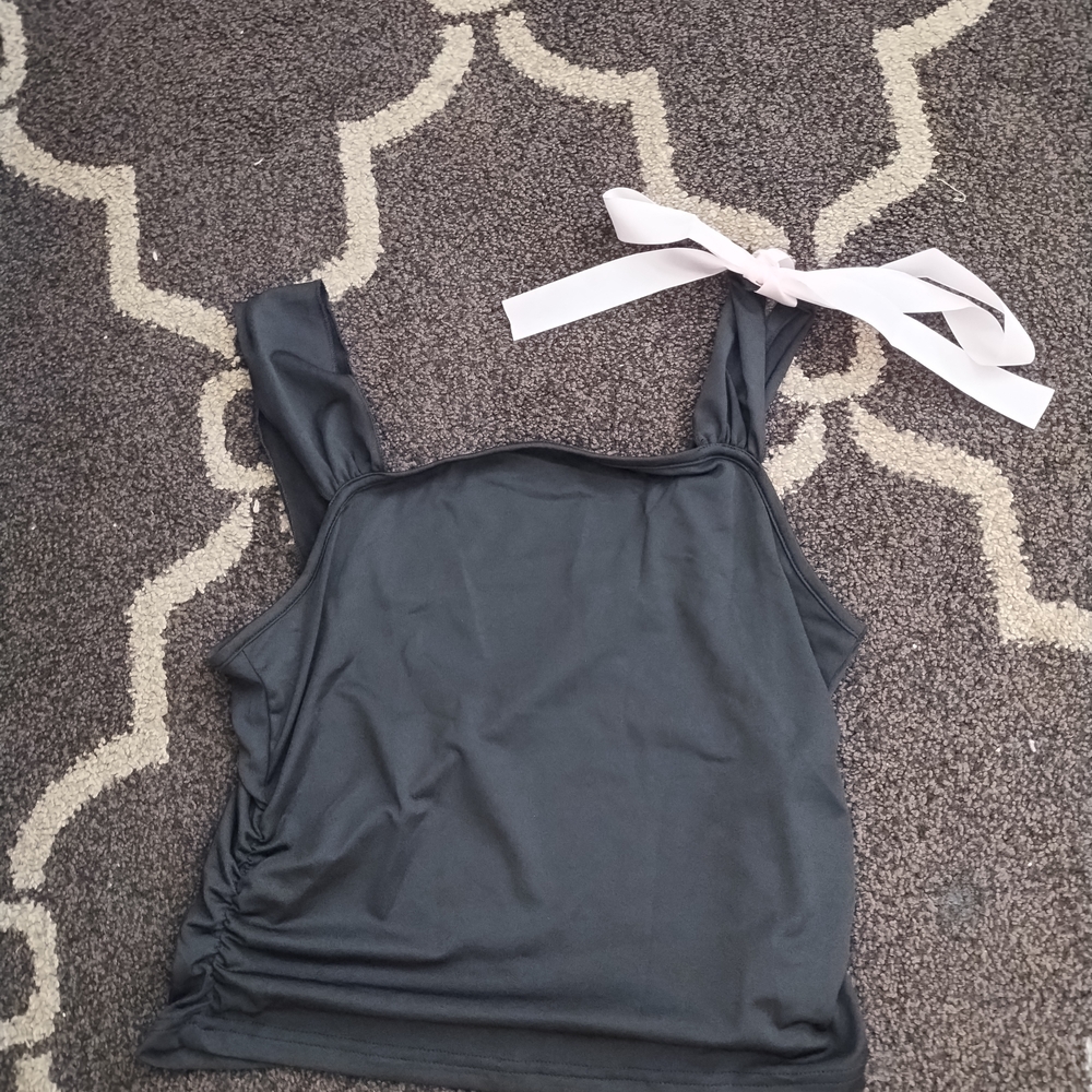 SHEIN Gray Tie Front Fitted Tank Top